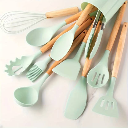 Durable Silicone Kitchen Utensil Set - Heatproof and Non Stick