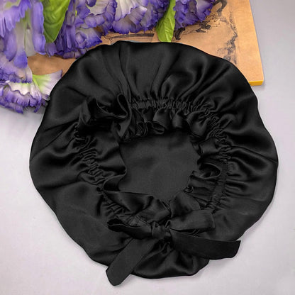 Soft Silk Sleep Cap with Satin Ribbon - Fesara