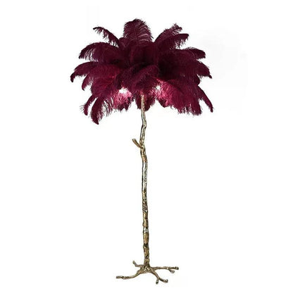 Tall Natural Feather Floor Lamp