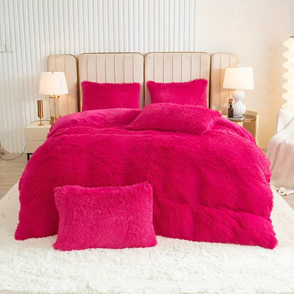 Cozy Fesara Plush Duvet Cover Set with Zipper