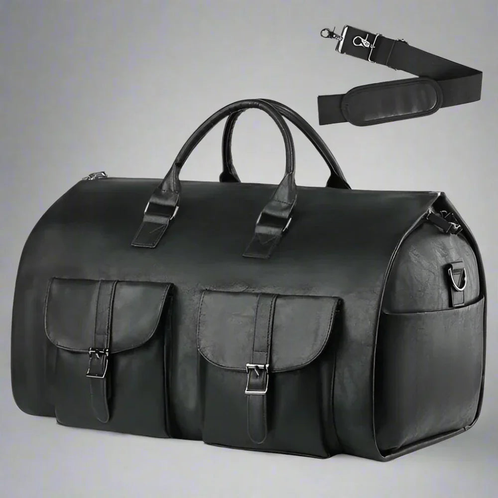 Premium Leather Duffel Bag Carry On Travel Bag - Fesara