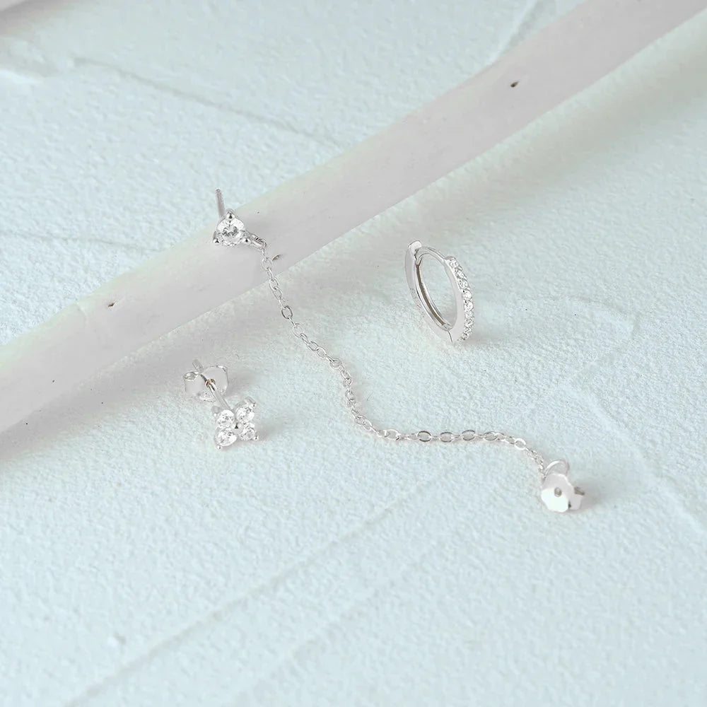 Delicate Flower Drop Tassel Earrings 3 Piece Set