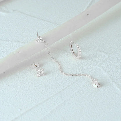 Delicate Flower Drop Tassel Earrings 3 Piece Set