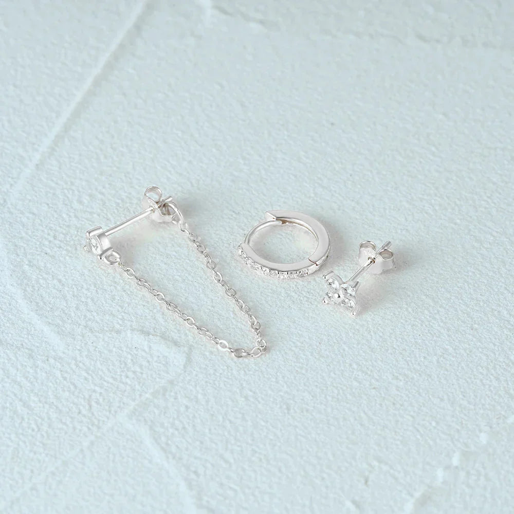 Delicate Flower Drop Tassel Earrings 3 Piece Set