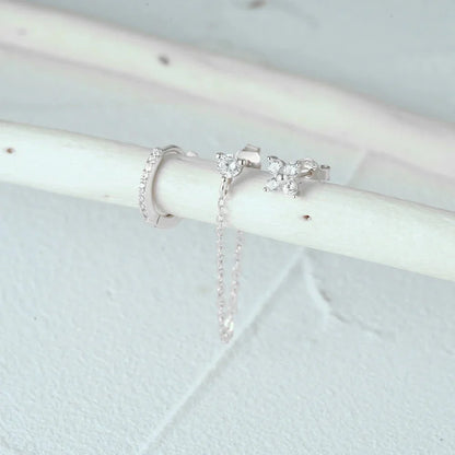 Delicate Flower Drop Tassel Earrings 3 Piece Set