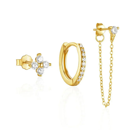 Delicate Flower Drop Tassel Earrings 3 Piece Set