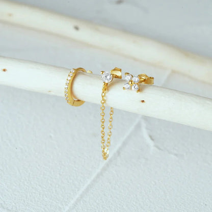 Delicate Flower Drop Tassel Earrings 3 Piece Set