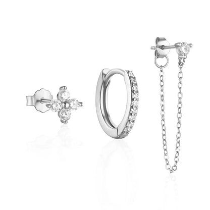 Delicate Flower Drop Tassel Earrings 3 Piece Set