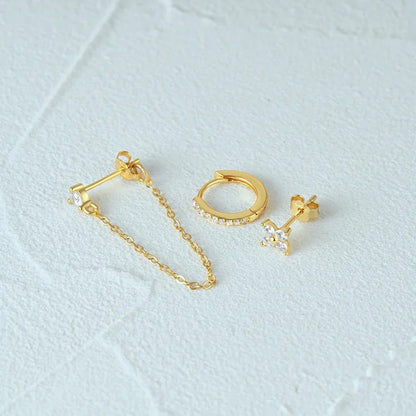 Delicate Flower Drop Tassel Earrings 3 Piece Set