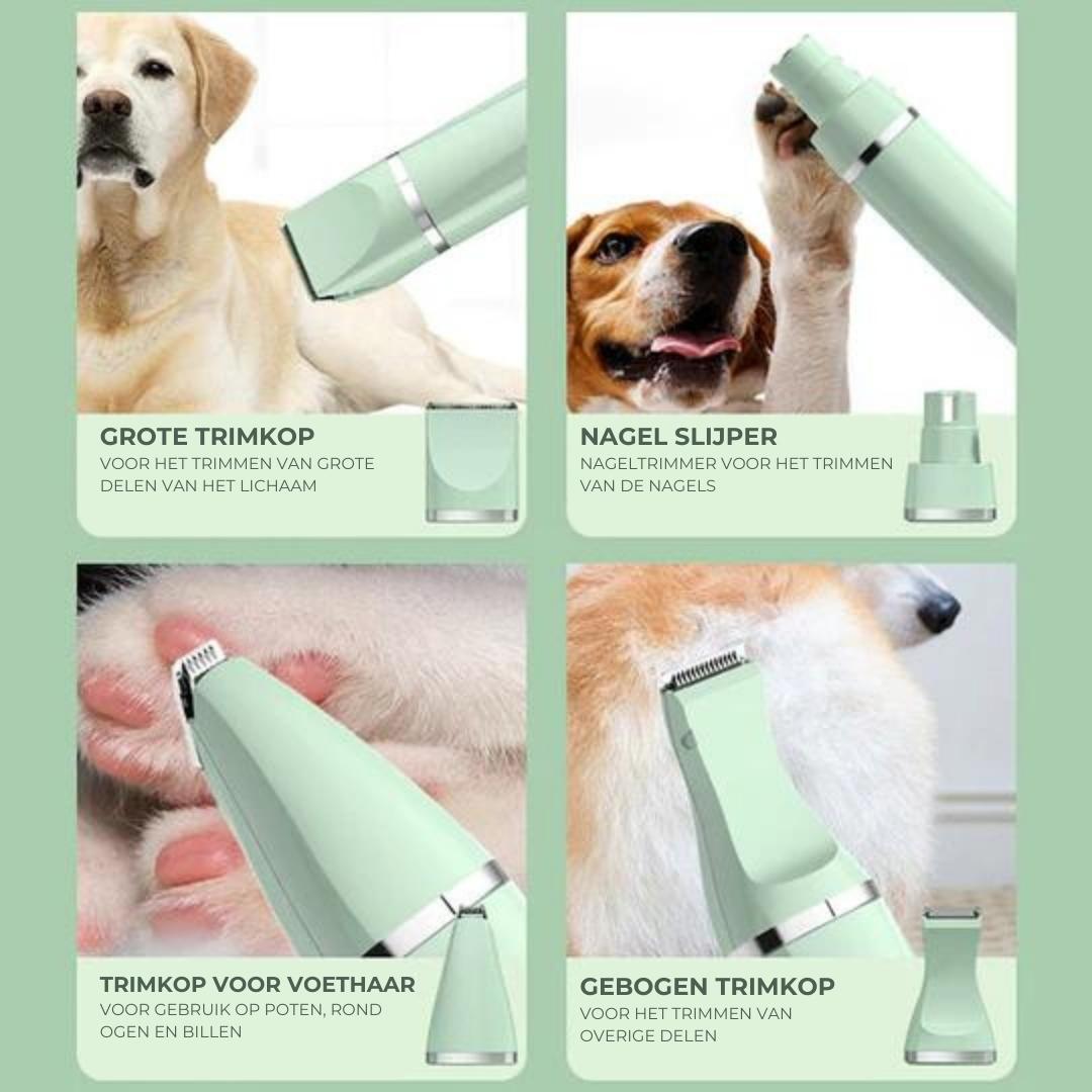 Pet Grooming Kit 4-in-1, Quiet and Rechargeable Trimmer