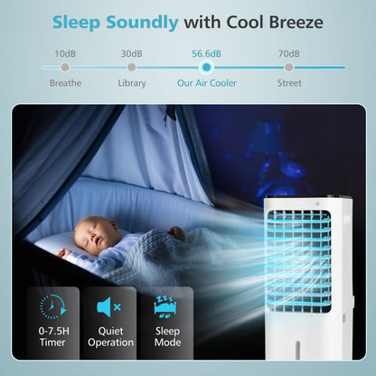 4-in-1 Evaporative Air Cooler with 12L Water Tank and 4 Ice Boxes 4