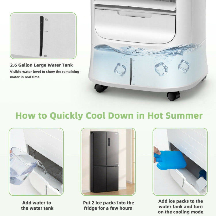 4-in-1 Portable Evaporative Air Cooler with Timer and 3 Modes 7