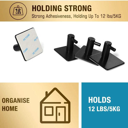 4-Pack: Strong Rust-Resistant Stainless Steel Wall Hooks