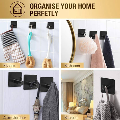 4-Pack: Strong Rust-Resistant Stainless Steel Wall Hooks