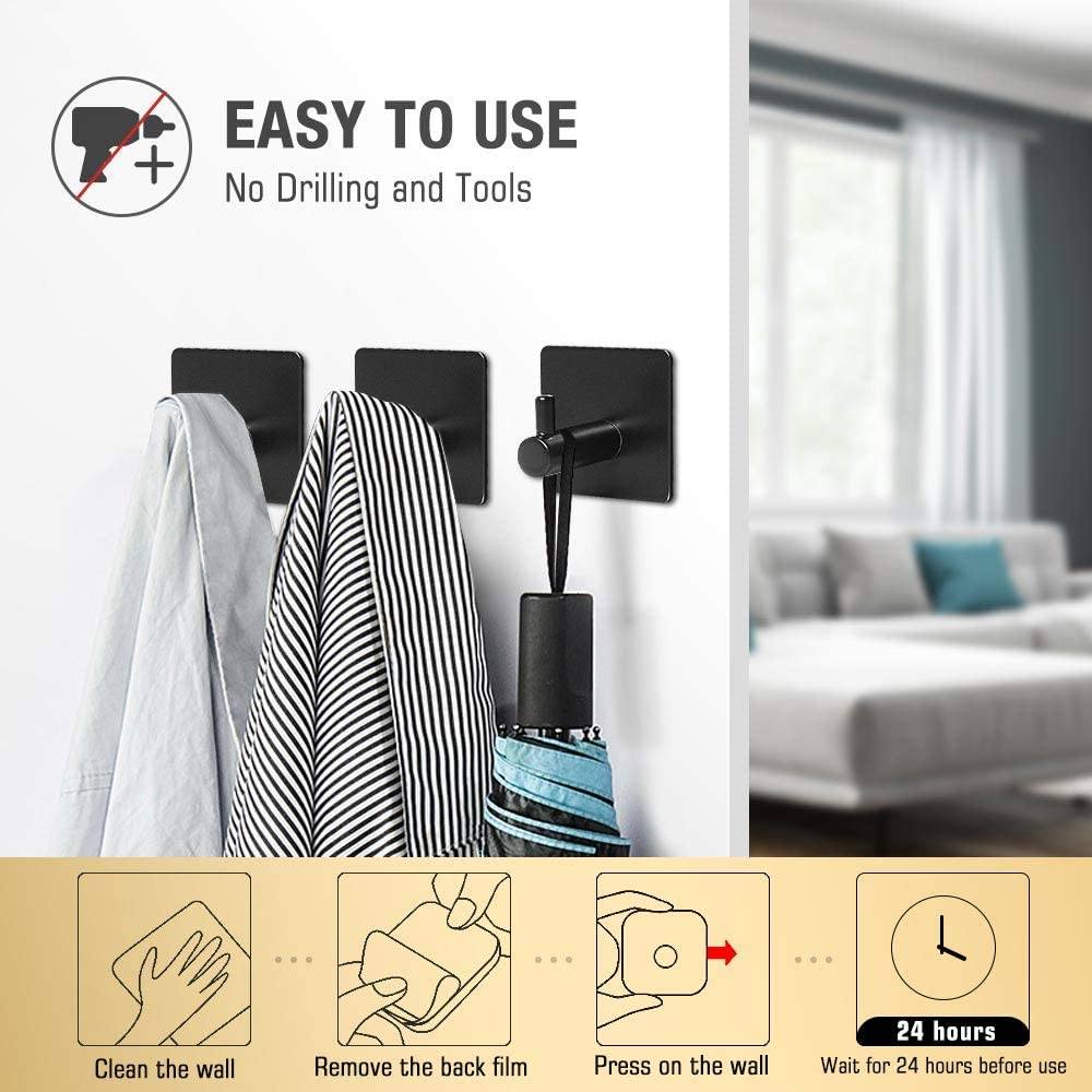 4-Pack: Strong Rust-Resistant Stainless Steel Wall Hooks