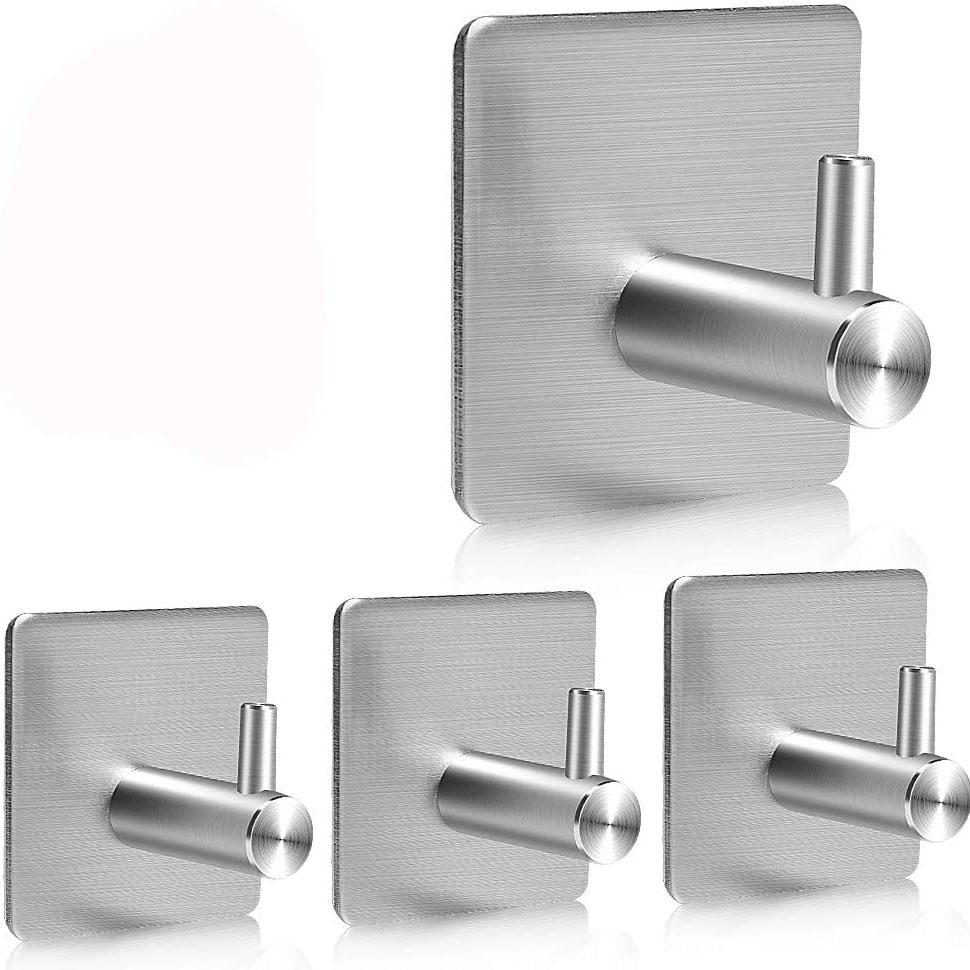 4-Pack: Strong Rust-Resistant Stainless Steel Wall Hooks