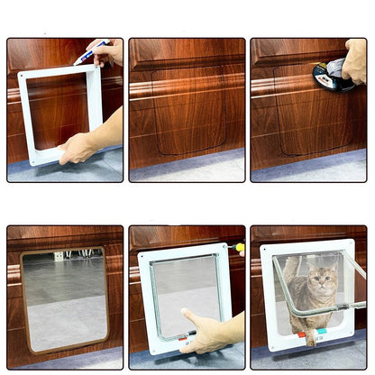 SafeFold - Versatile Folding Door with 4-Way Cat Flap & Security Closure-2