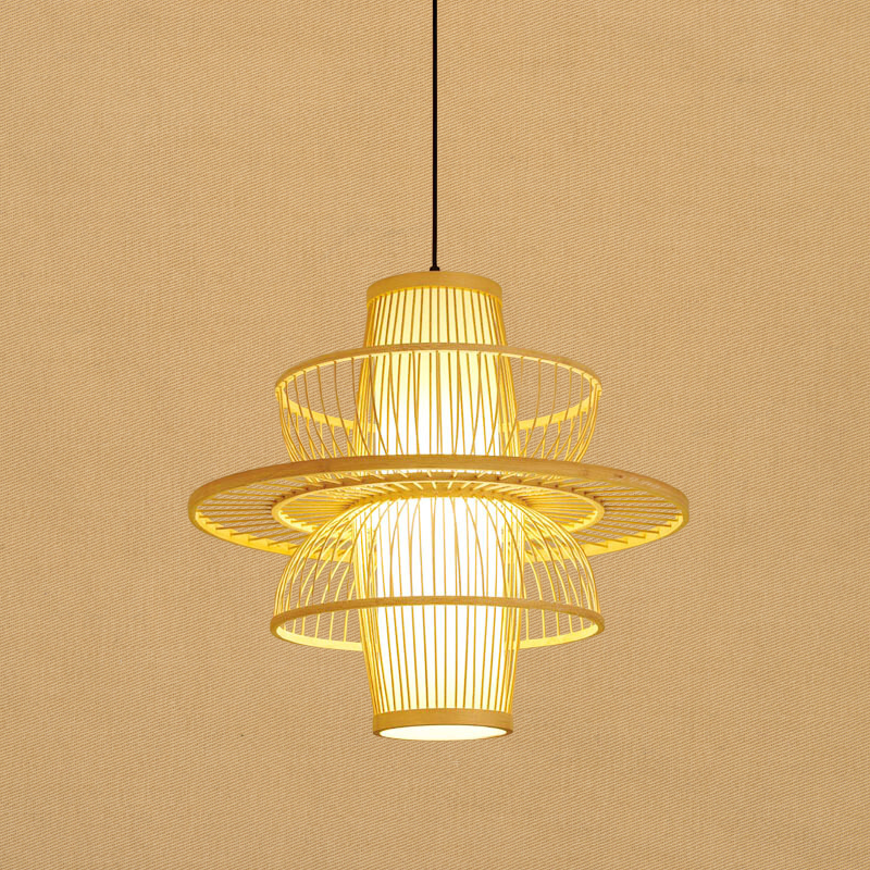 Natural Bamboo Drop Pendant Light - Fesara
