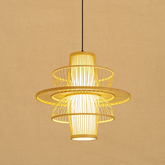 Natural Bamboo Drop Pendant Light - Fesara