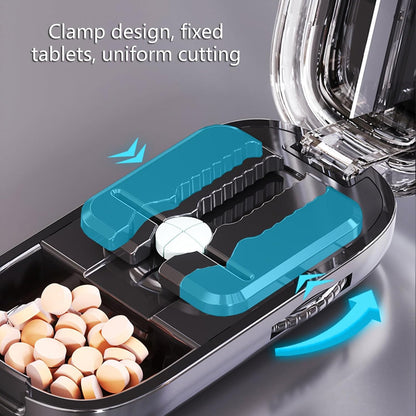 Compact Travel Pill Box with Adjustable Cutter