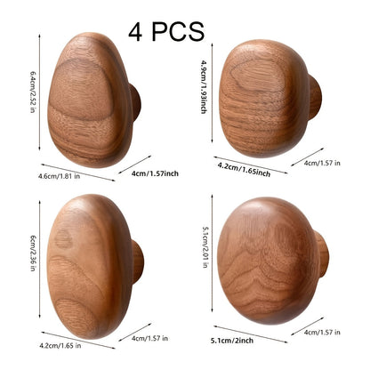 Rustic Wooden Wall Hooks Set - Natural Wood Decor