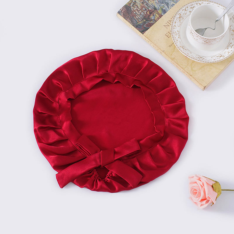 Soft Silk Sleep Cap with Satin Bows