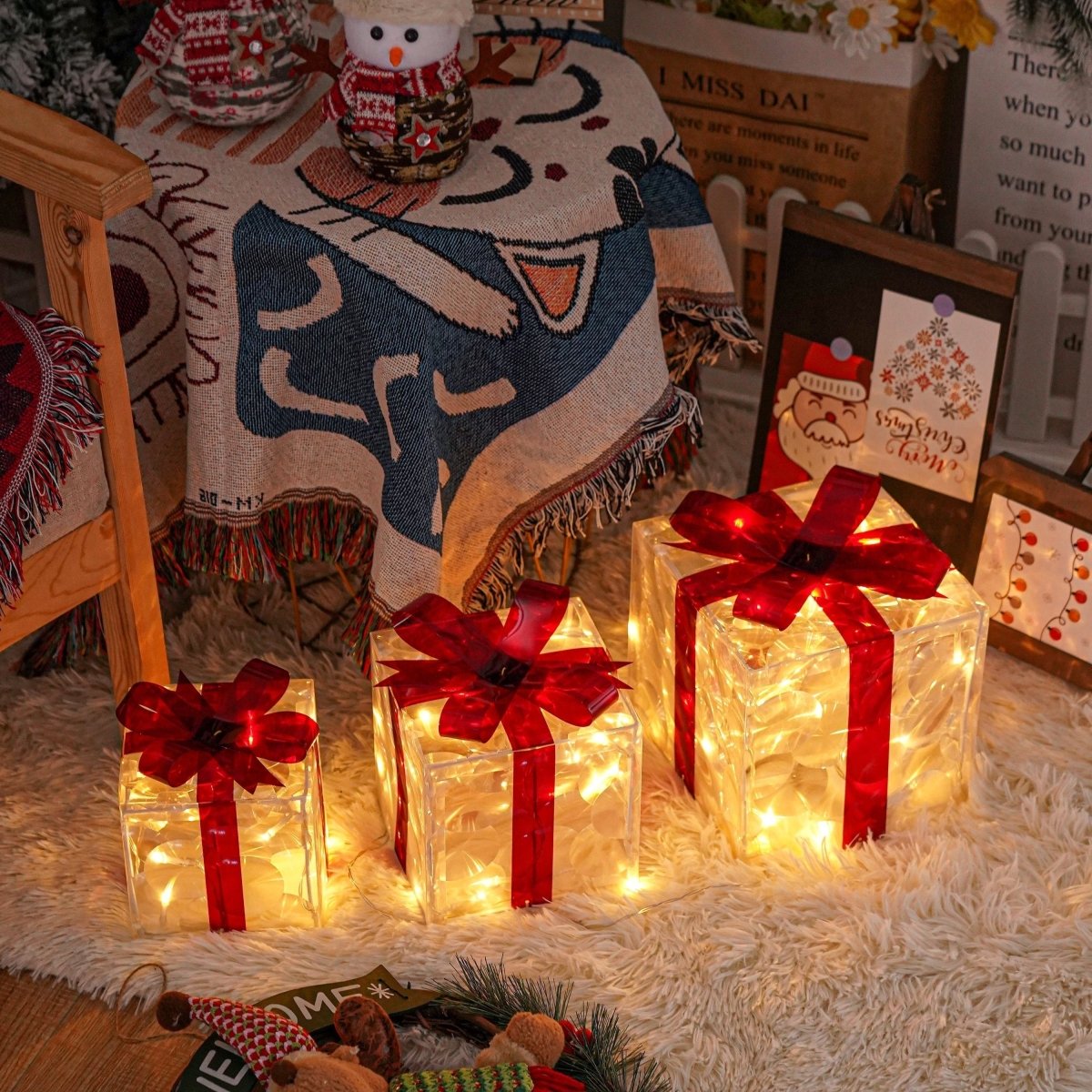 Bright Christmas Gift Boxes Set of 3