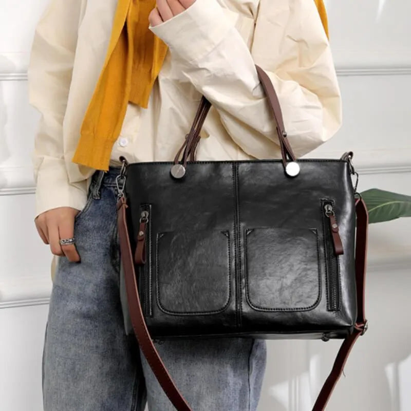 Classic Ladies Genuine Leather Tote Bag