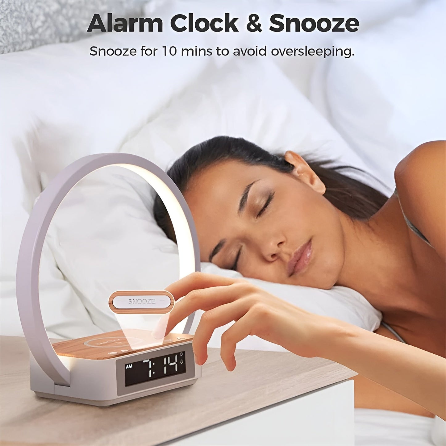 Smart LED Desk Lamp with Wireless Charging & Clock
