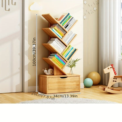 Tall Wooden Bookshelf - Compact Home Storage Unit