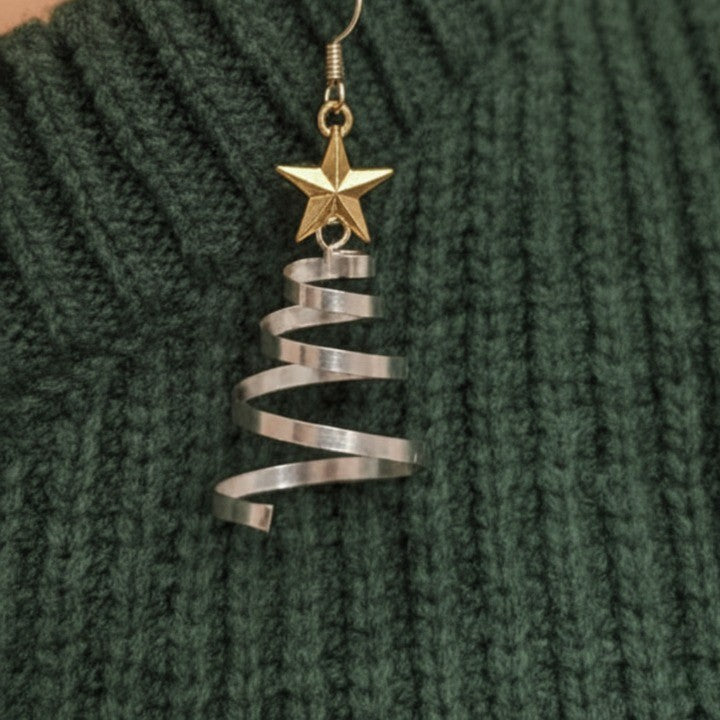Fesara | Twisted Holiday Tree Drop Earrings