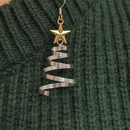 Fesara | Twisted Holiday Tree Drop Earrings