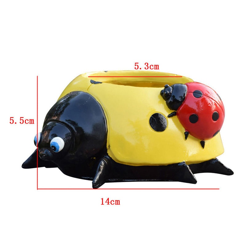 Decorative Metal Ladybug Planter Pot
