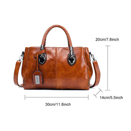 Luxury Wax Leather Boston Tote Bag