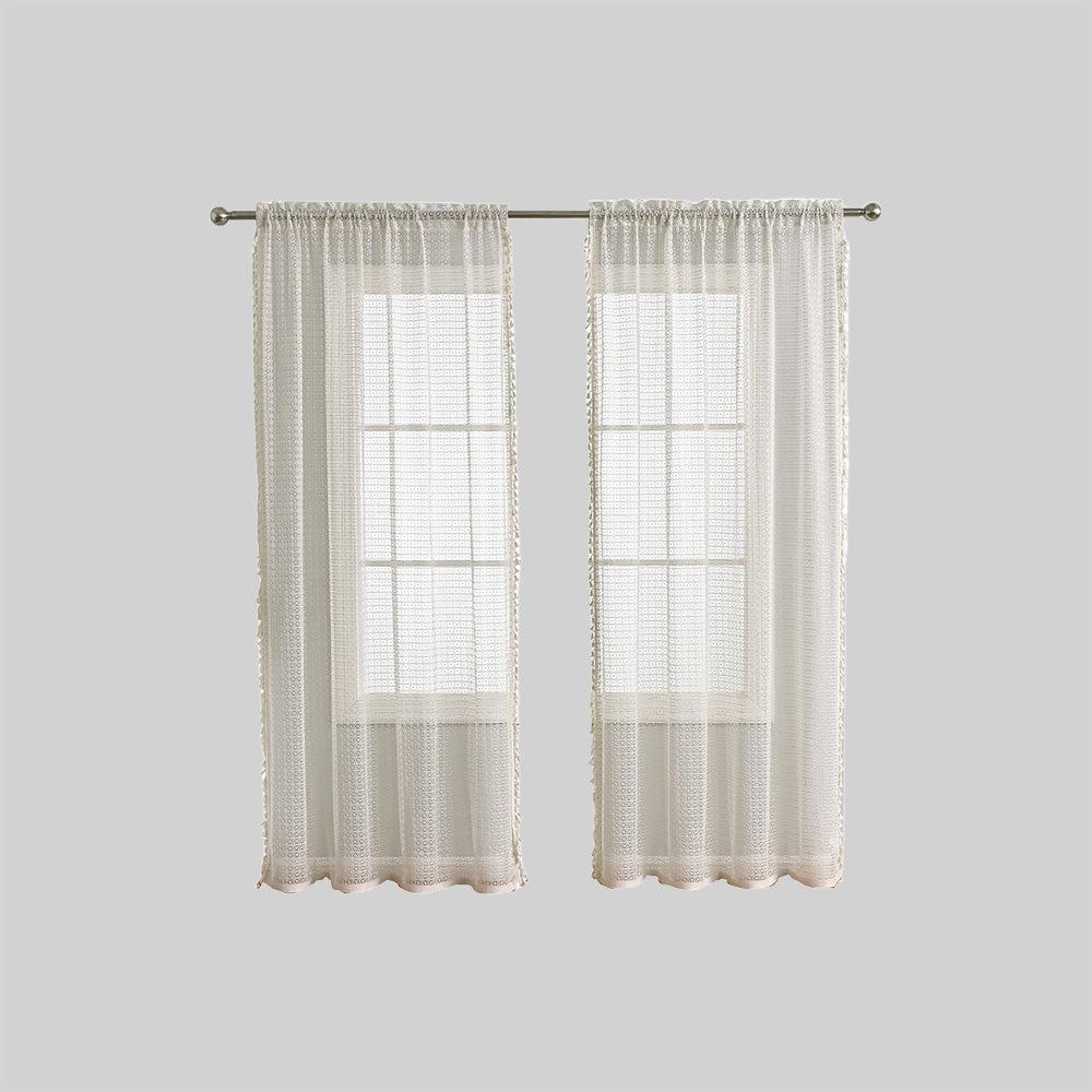 Elegant Sheer Curtain Beige Drapes