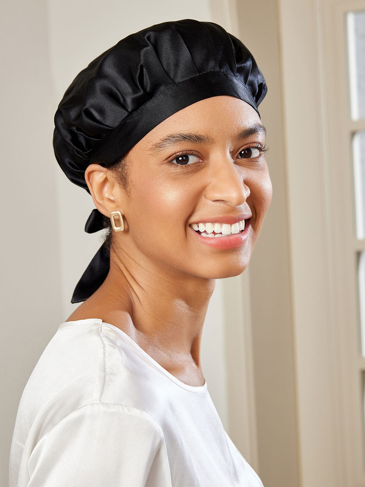 Soft Satin Sleep Bonnet with Tie