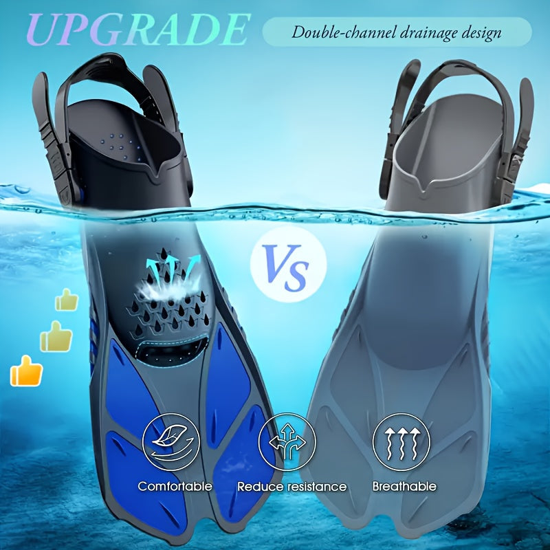 Compact Travel Snorkel Fins with Adjustable Heel