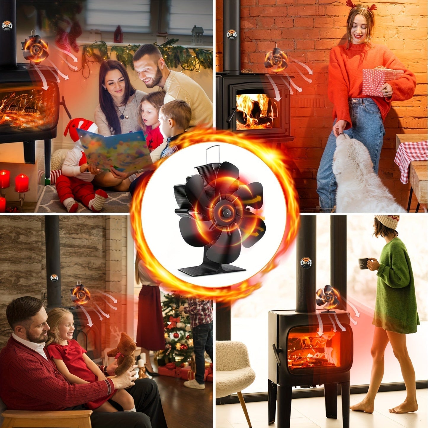 Quiet Heat Circulator Stove Fan