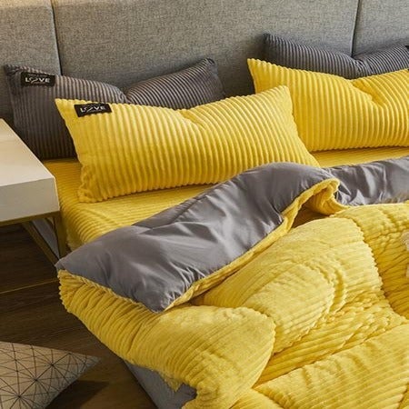 Plush Corduroy Velvet Comforter Bed Set