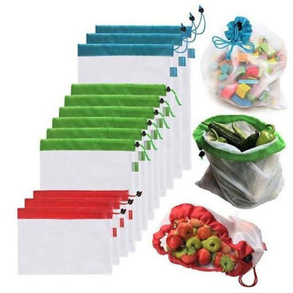 Eco Friendly Reusable Mesh Grocery Bags 12 Pack - Fesara