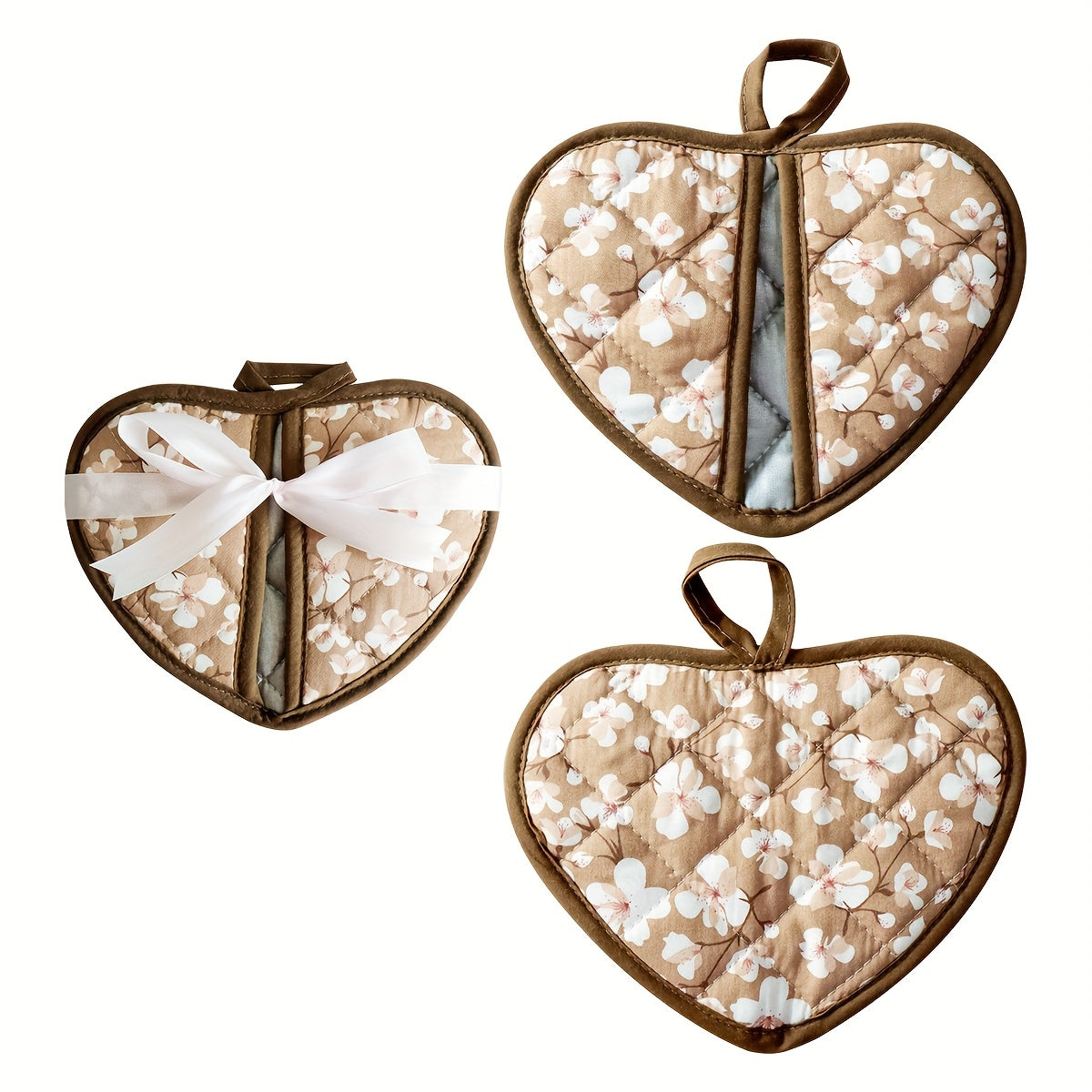 Heat Resistant Oven Mitts with Cute Heart Grip Pads