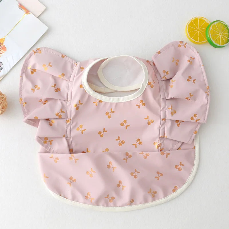 Soft Baby Bib with Sleeves - Waterproof Feeding Bib with Crumb Catcher