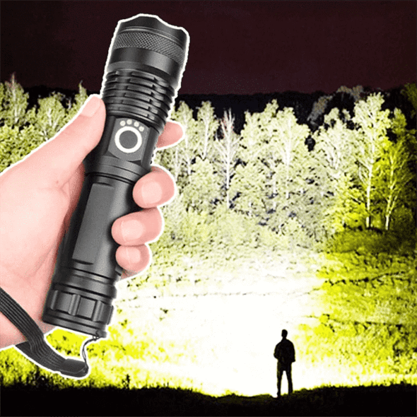 Powerful 90000 Lumen Rechargeable LED Flashlight Torch