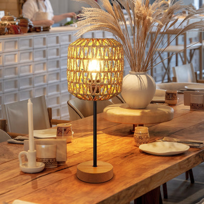 Rustic Touch Table Lamp with USB and Dimmer - Fesara