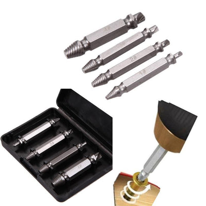 Easy Out Screw Remover 4Pc Set Double Ended Drill Bits