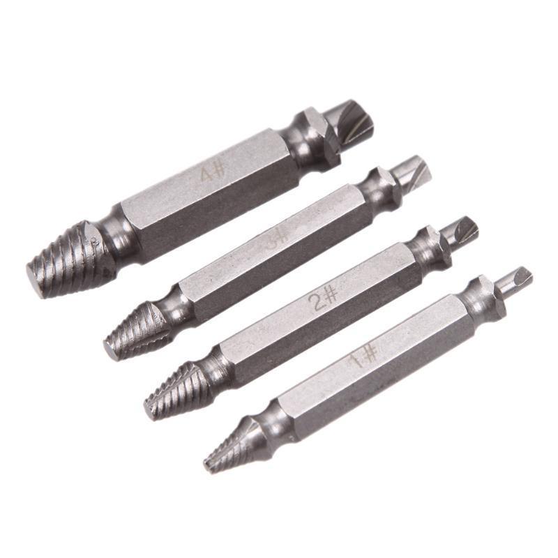 Easy Out Screw Remover 4Pc Set Double Ended Drill Bits