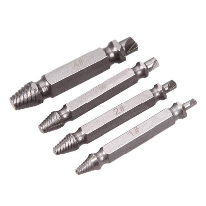 Easy Out Screw Remover 4Pc Set Double Ended Drill Bits