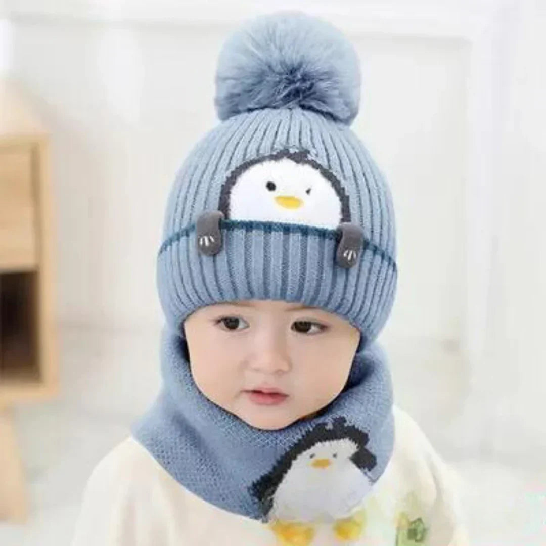 Cozy Animal Knit Hat and Scarf Set for Children