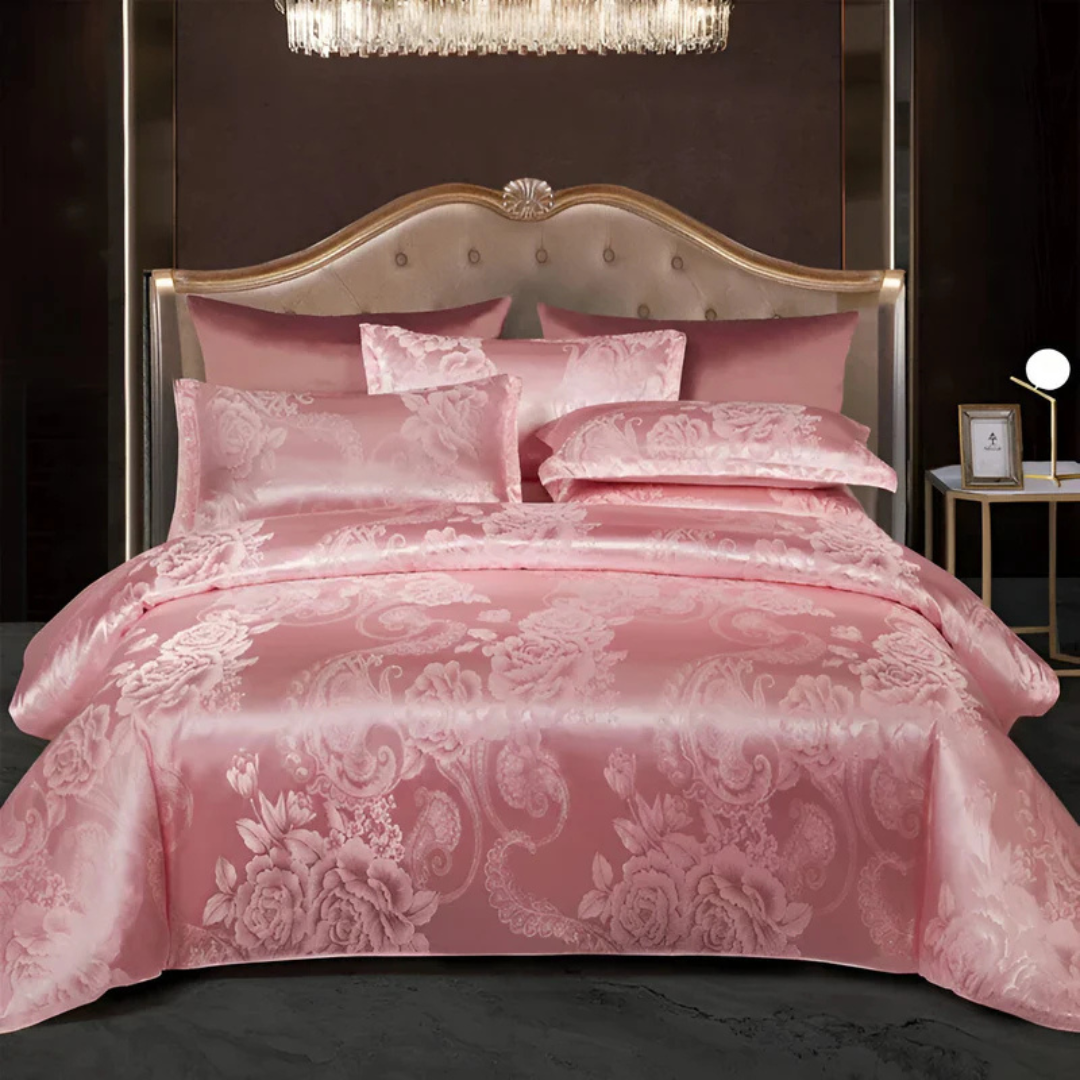 Soft Floral Pattern Satin Duvet Cover Set