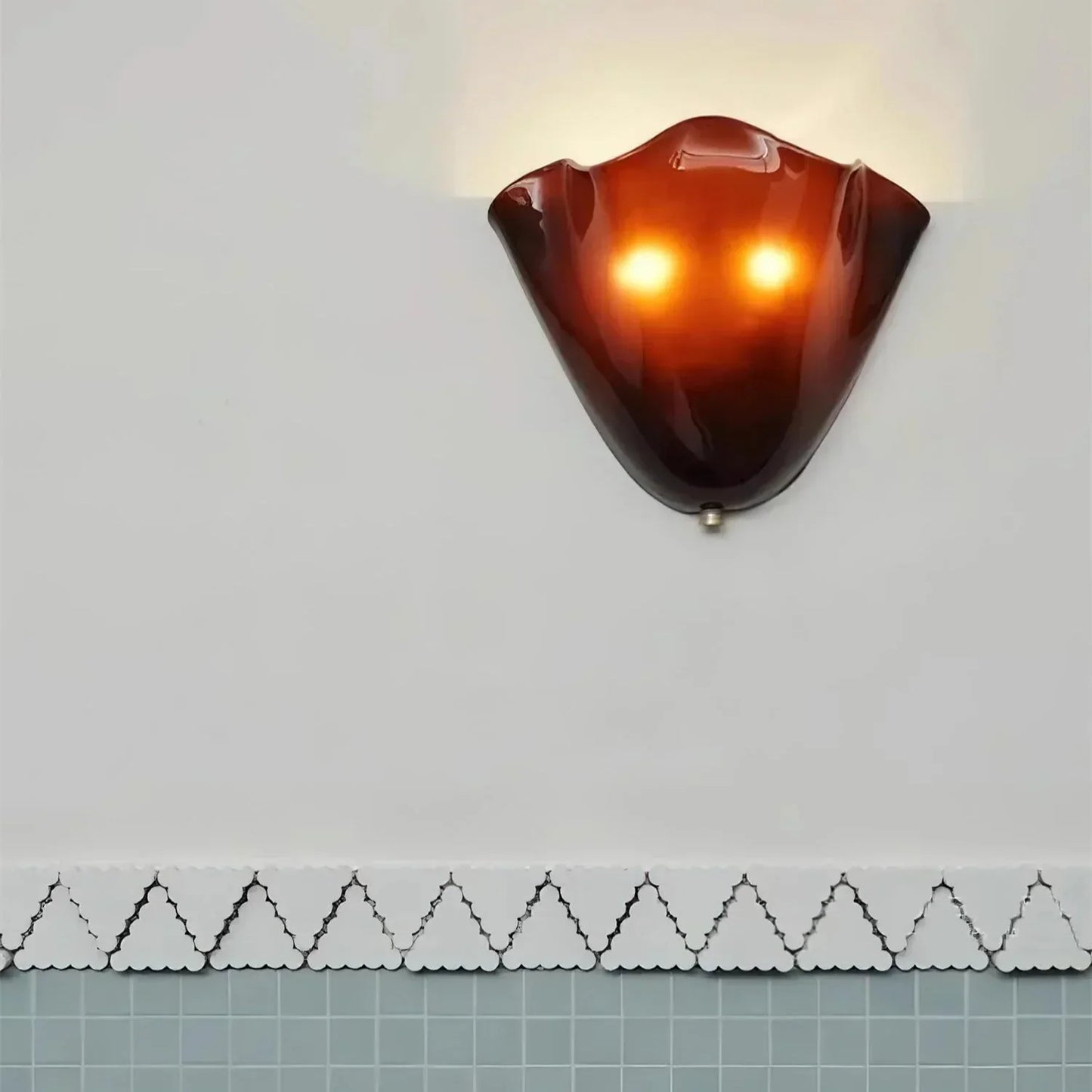 Vintage Glass Wall Lamp in Floral Shade